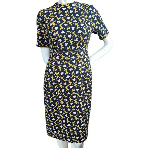Boden Louise Floral Print Dress Tuscan Sun Bloom Stamp Yellow Size 4 Regular - Picture 2 of 11